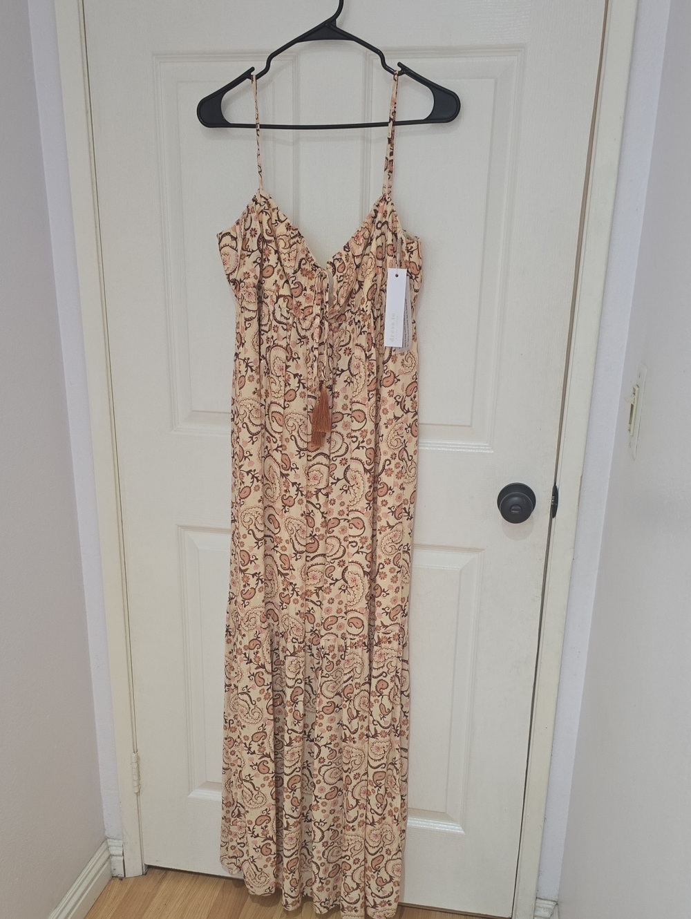 Lightweight Paisley Maxi Dress with Tassel Tie